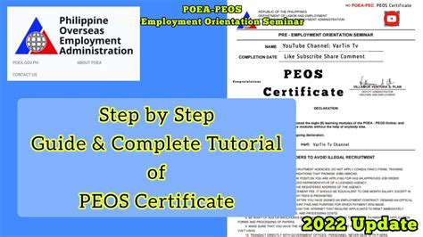 www.peos.poea.gov.ph certificate|PEOS Online Certificate: Pre.
